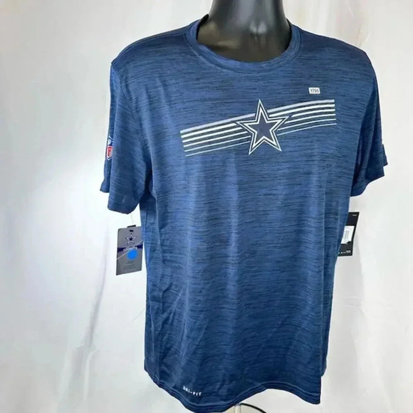 NEW Nike Dri-FIT NFL Dallas Cowboys Velocity Performance Tee Heather Navy Mens M - Picture 3 of 10